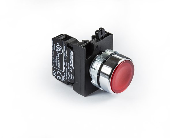 CM Series Metal 1NC Spring Flush Red 22 mm Control Unit